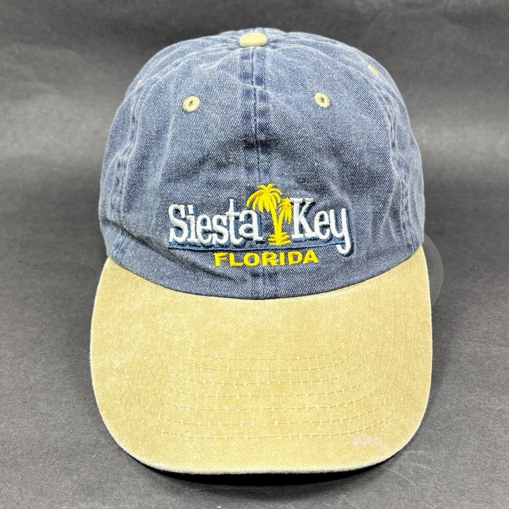 Siesta Key Florida Strap Back Hat Cap Distinctive Blue Distressed Souvenir Mens